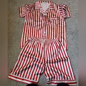 Kids Striped Candy Cane Silky Feel Christmas PJs